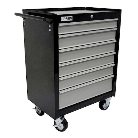 Urrea H-Series Roller Cabinet, 6 Drawer, Black, Steel, 27 in W x 37 in D x 18 in H H27M6